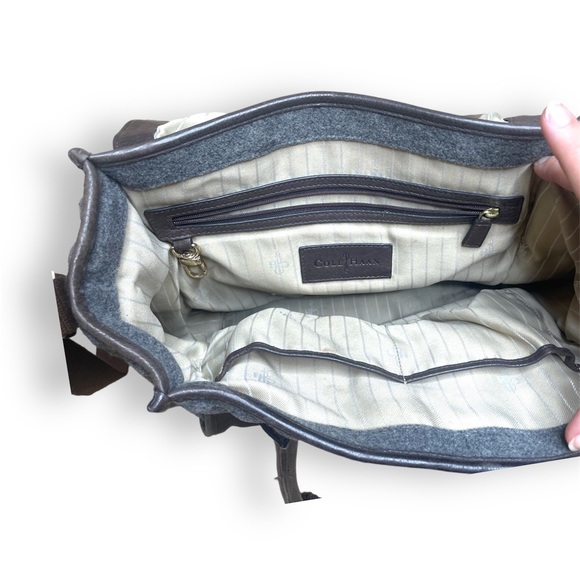 Cole Haan Brooke Flap Tote Purse Leather Wool - Picture 4 of 6